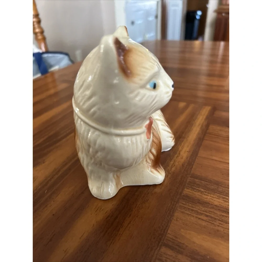 made in brazil Glazed Pottery Ceramic‎ Brown Beige Cat Kitten Kitty